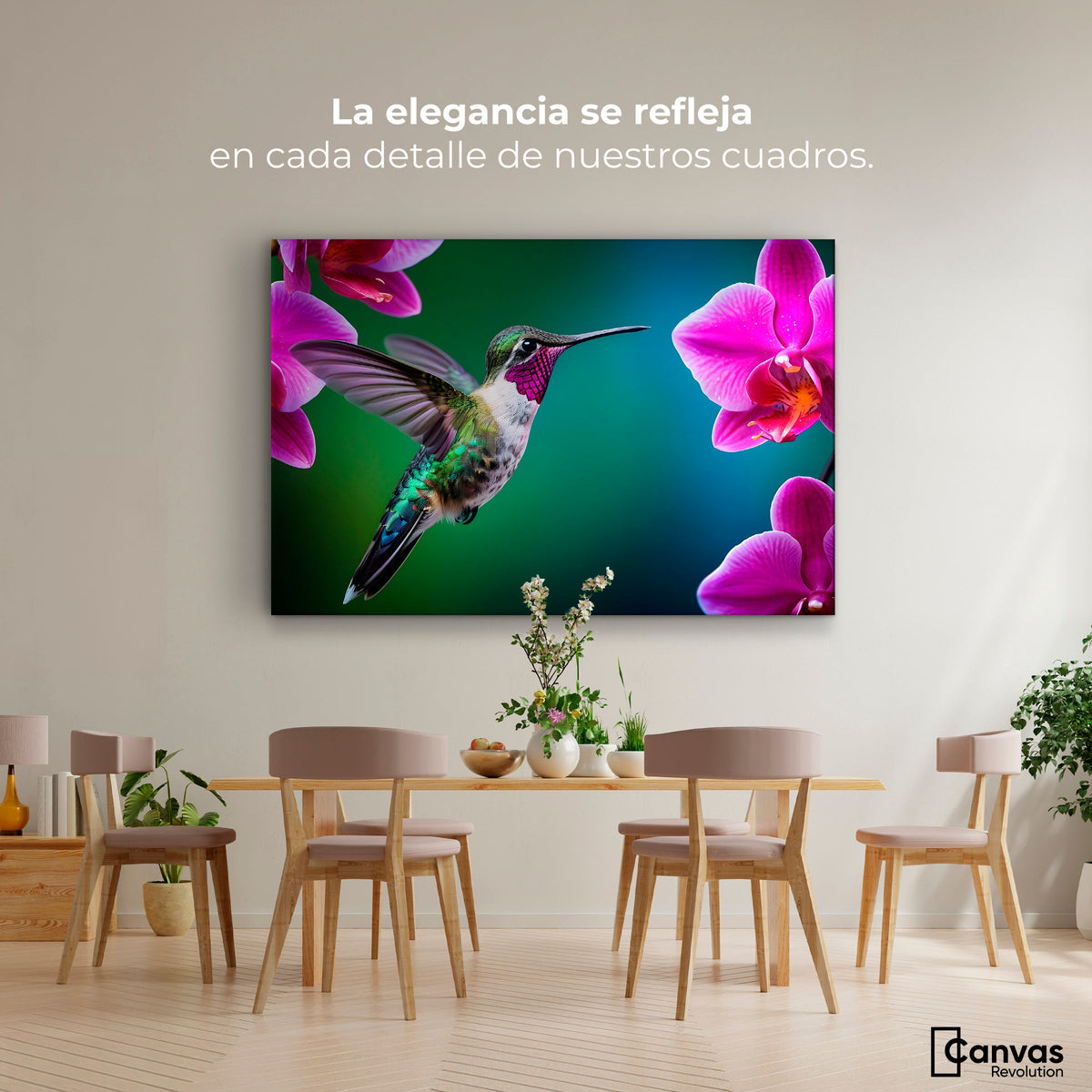 Cuadros Decorativos Canvas Revolution | Colibri Melodioso | Montaje4