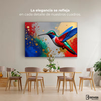 Cuadros Decorativos Canvas Revolution | Colibri Rocio Oro | Montaje4
