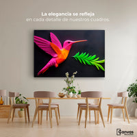 Cuadros Decorativos Canvas Revolution | Colibri Rosa Verde | Montaje4