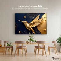 Cuadros Decorativos Canvas Revolution | Colibri Sol Dorado | Montaje4