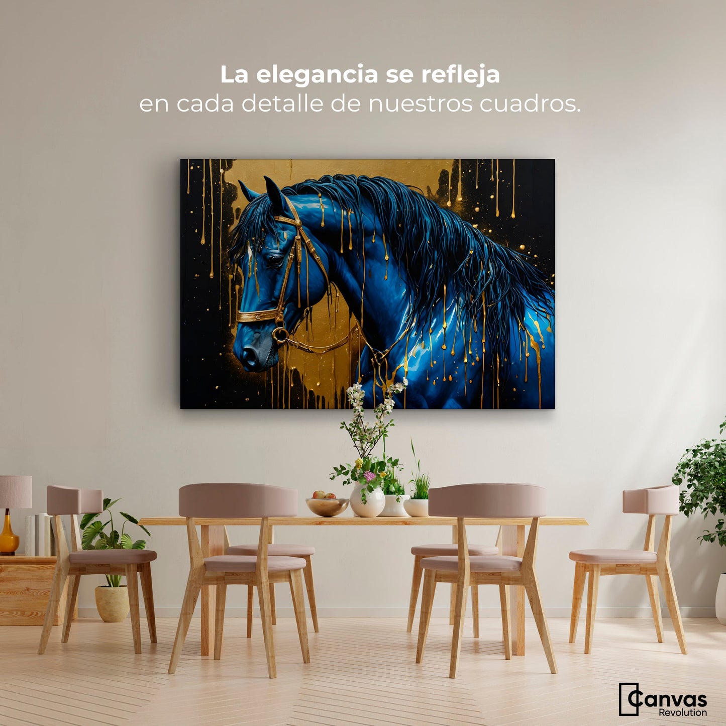 Cuadros Decorativos Canvas Revolution | Elegancia Azul Oro | Montaje4