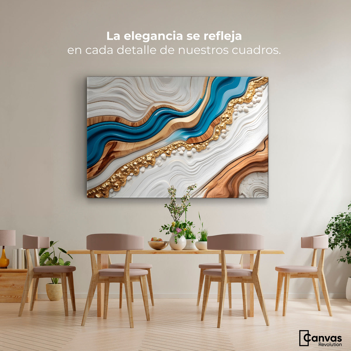 Cuadros Decorativos Canvas Revolution | Estratos Dorados | Montaje4