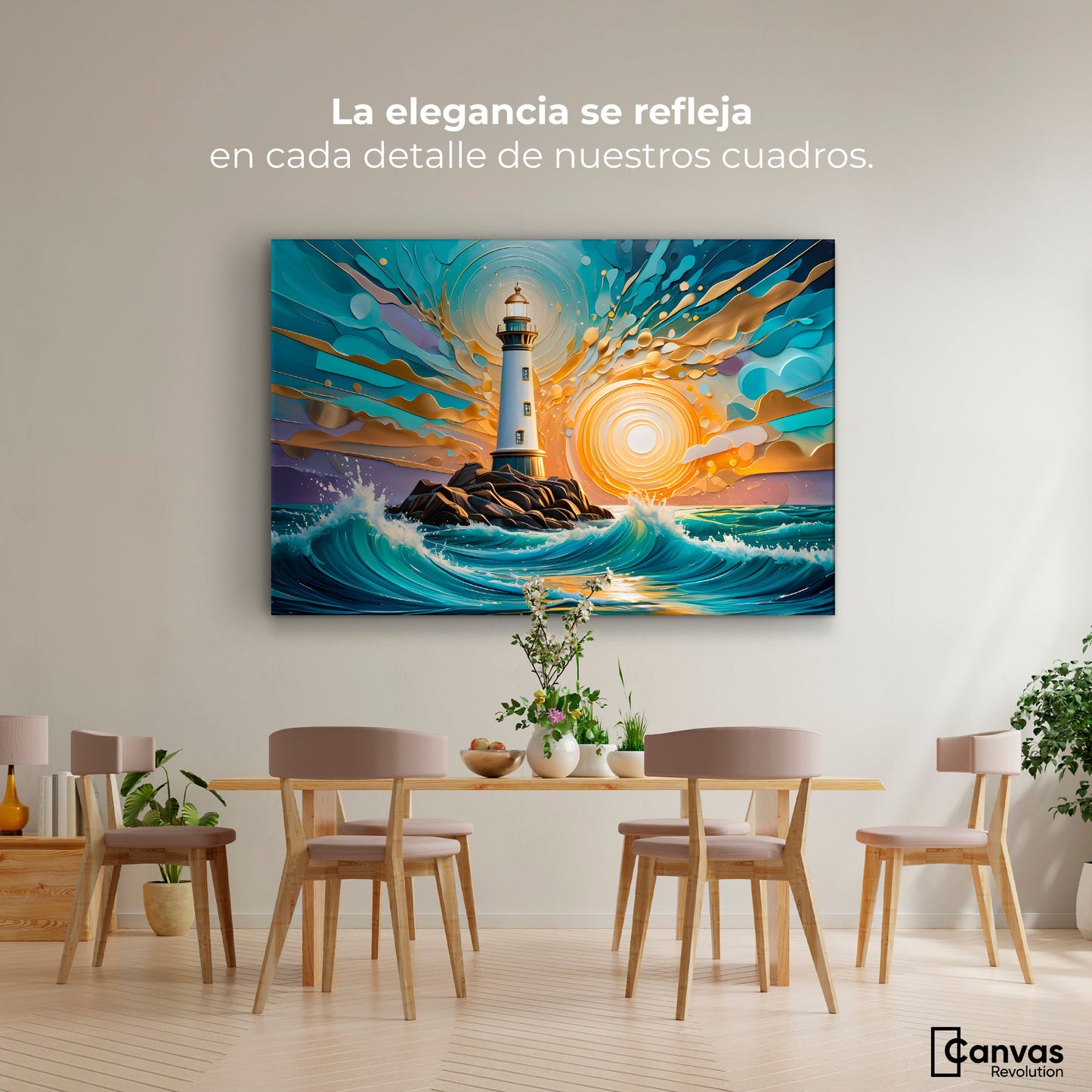 Cuadros Decorativos Canvas Revolution | Faro Bajo El Cielo | Montaje4