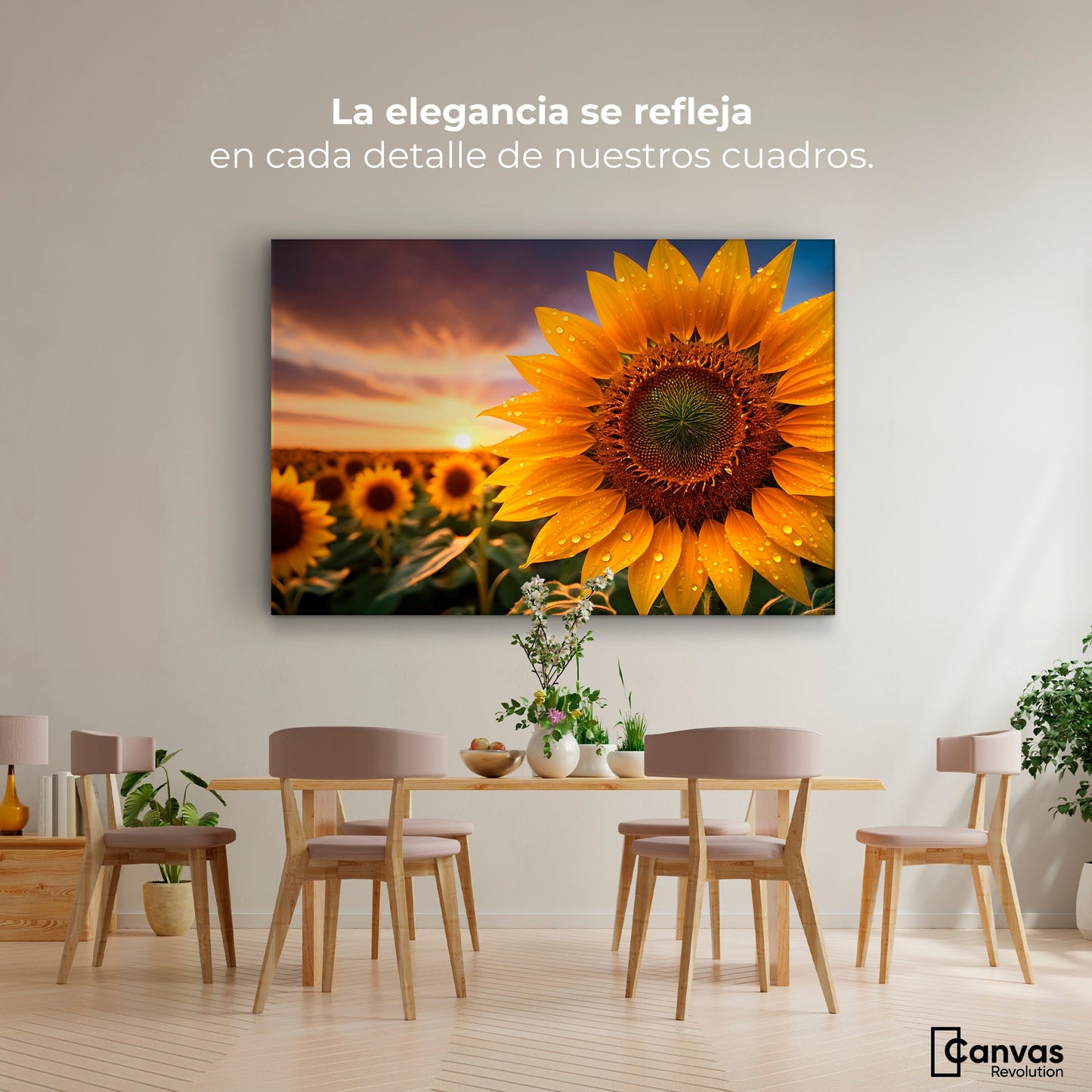 Cuadros Decorativos Canvas Revolution | Girasol Atardecer | Montaje4