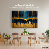 Cuadros Decorativos Canvas Revolution | Gotas Azul Doradas | Montaje4