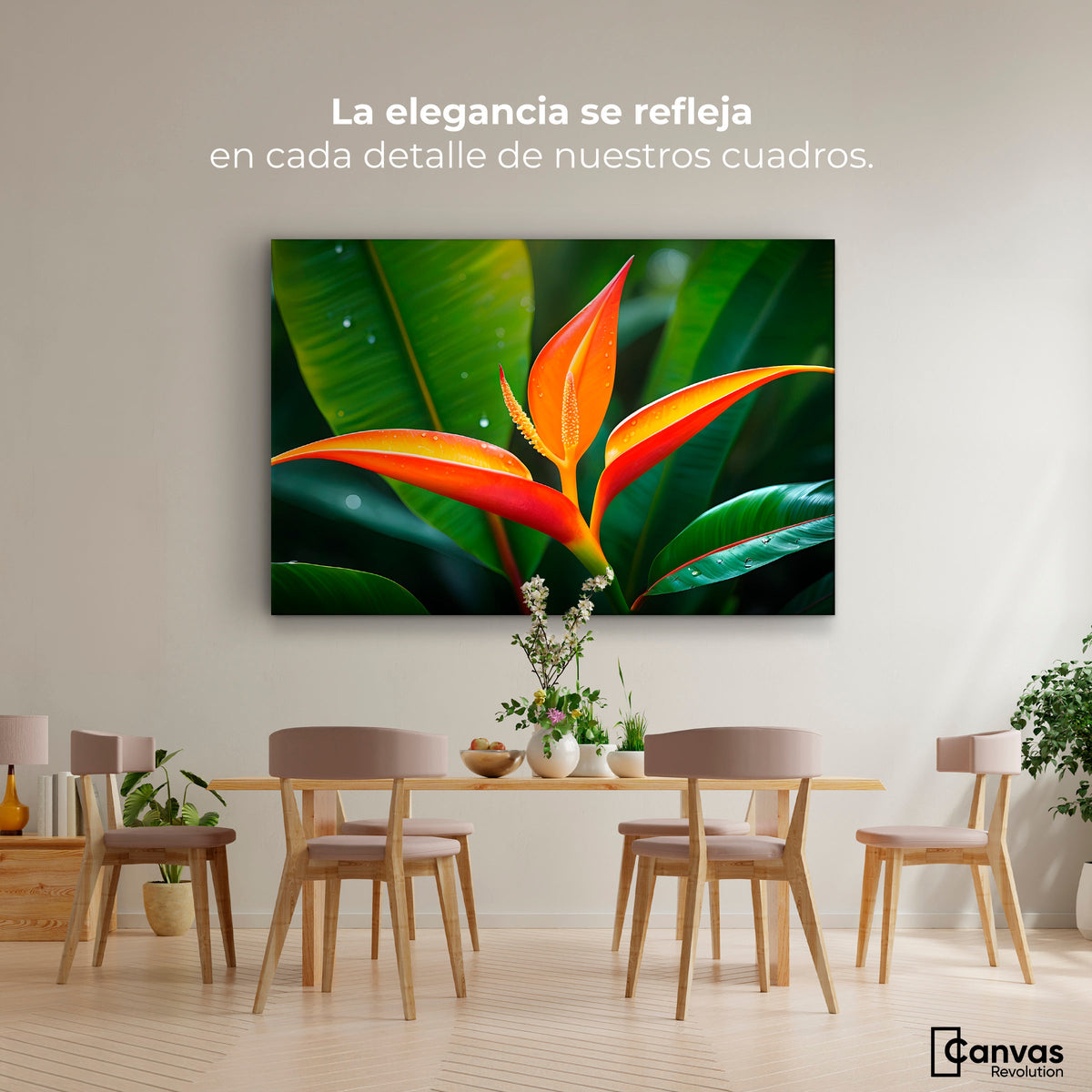 Cuadros Decorativos Canvas Revolution | Heliconia Pura Vida | Montaje4