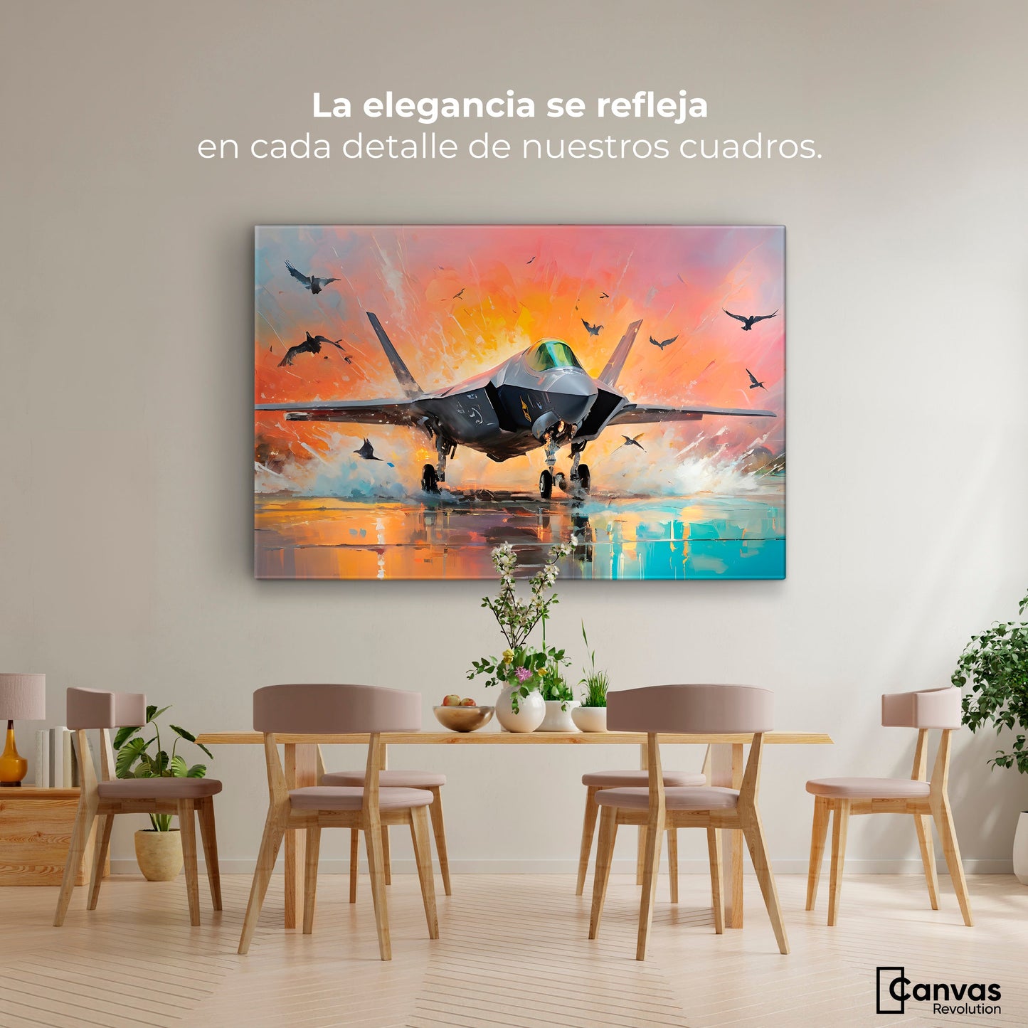 Cuadros Decorativos Canvas Revolution | Jet Pista Aerea | Montaje4