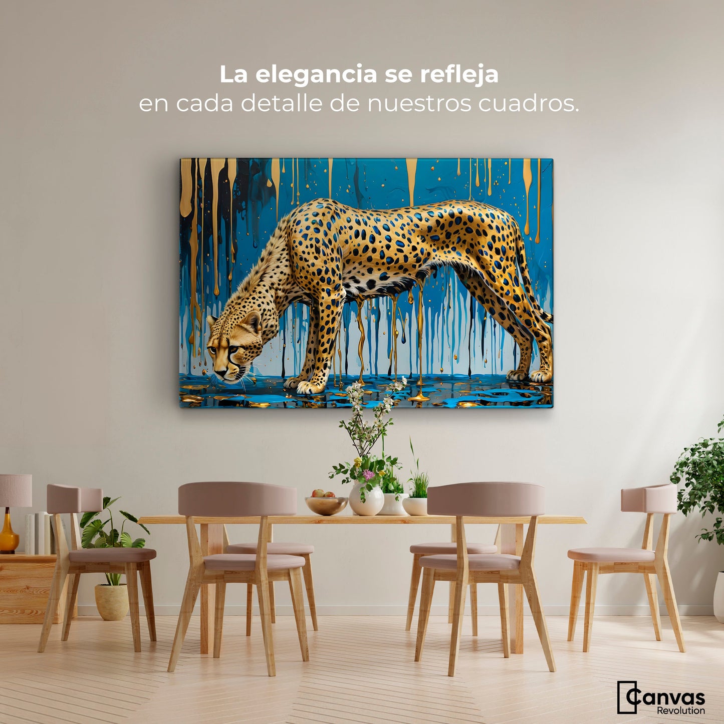 Cuadros Decorativos Canvas Revolution | Leopardo Liquido | Montaje4