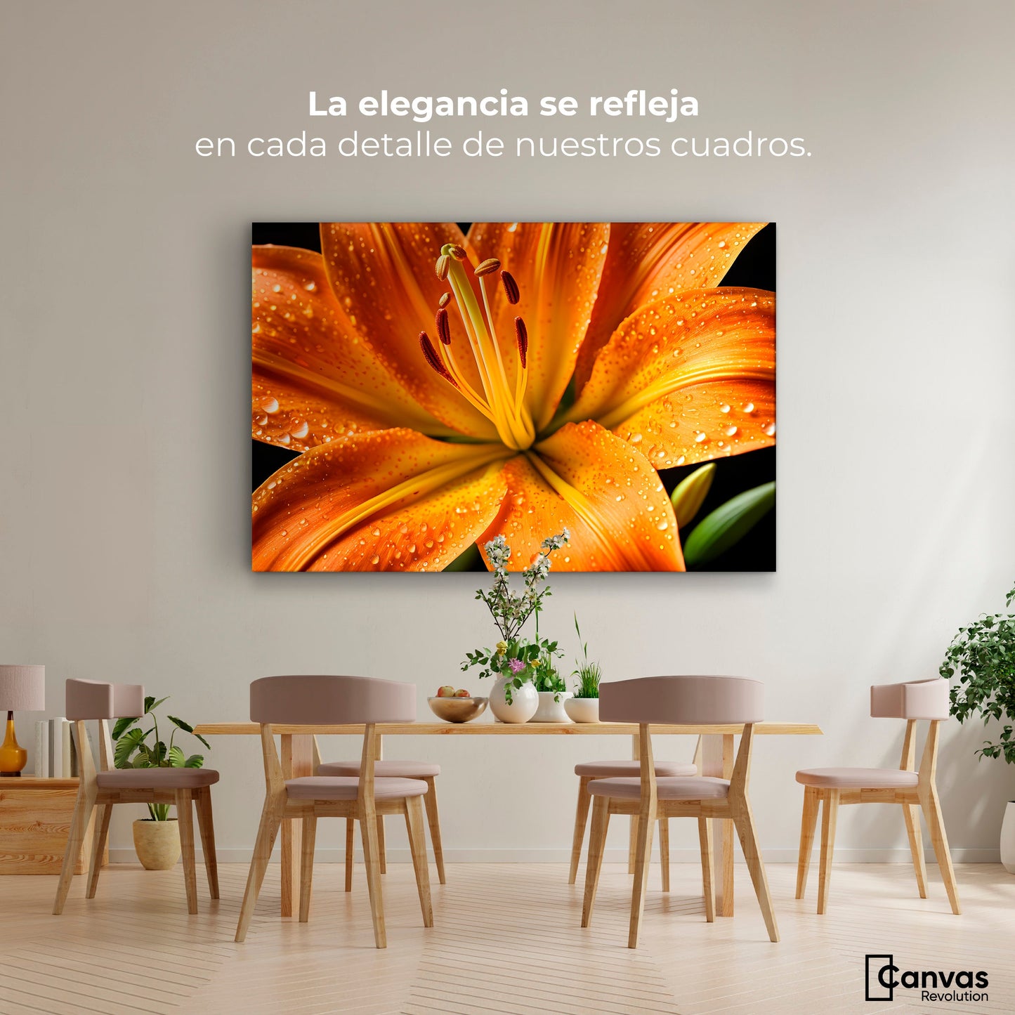 Cuadros Decorativos Canvas Revolution | Llama Lirio Macro | Montaje4