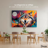 Cuadros Decorativos Canvas Revolution | Lobo Luna Llena | Montaje4