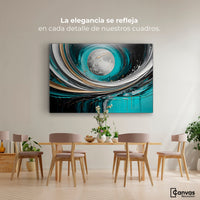 Cuadros Decorativos Canvas Revolution | Luna Abstracto Gold | Montaje4
