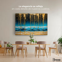 Cuadros Decorativos Canvas Revolution | Mar Nocturno Dorado | Montaje4