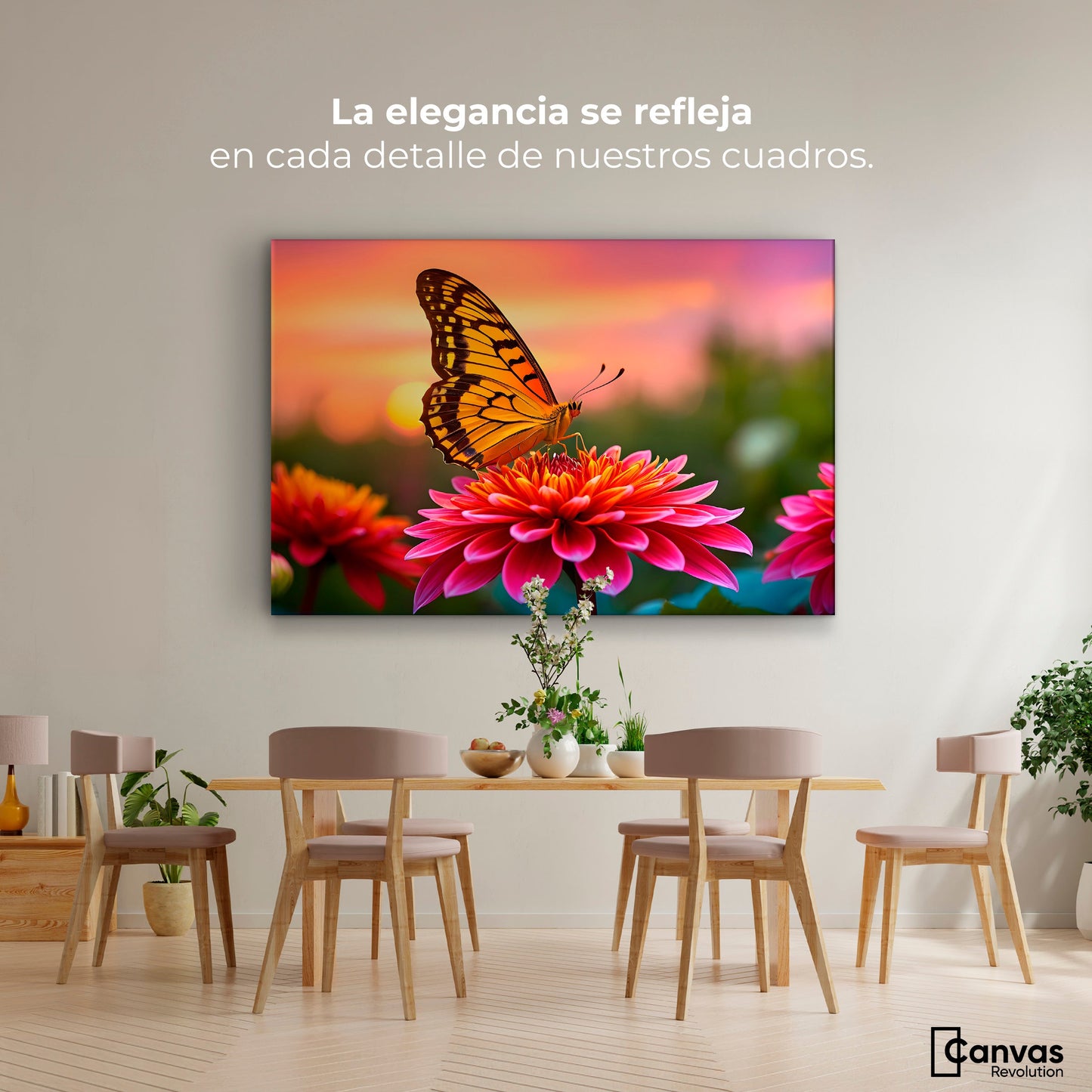 Cuadros Decorativos Canvas Revolution | Mariposa Radiante | Montaje4