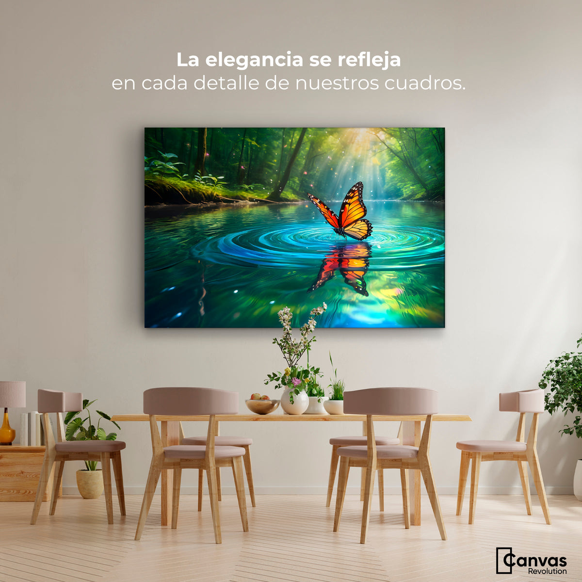 Cuadros Decorativos Canvas Revolution | Mariposa Y Agua | Montaje4