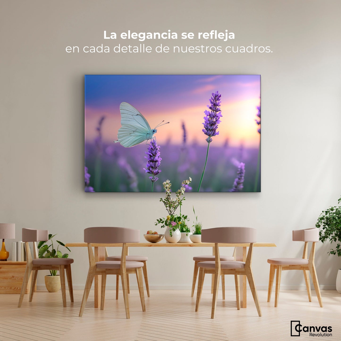 Cuadros Decorativos Canvas Revolution | Mariposa Y Lavanda | Montaje4