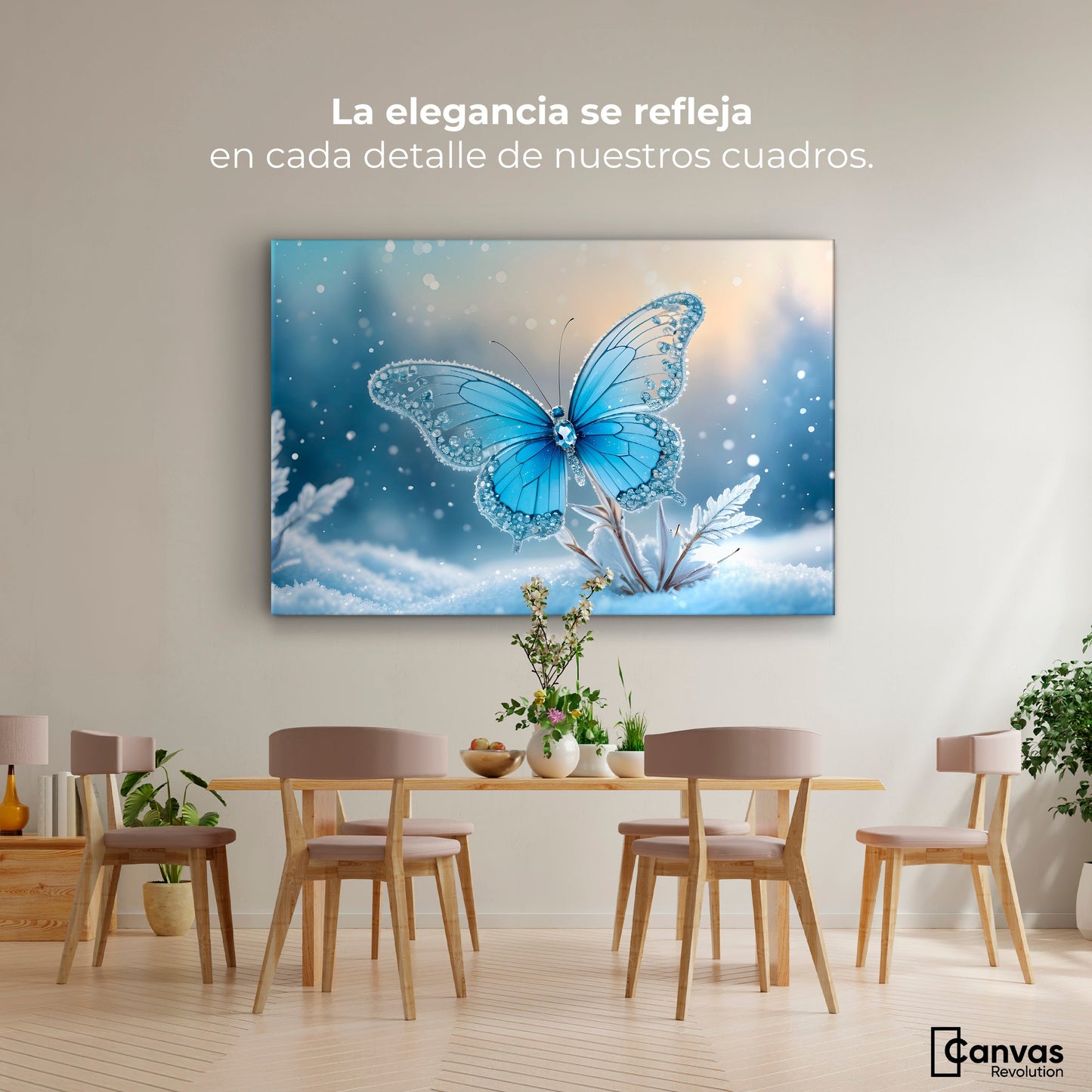 Cuadros Decorativos Canvas Revolution | Mariposa Y Nieve | Montaje4