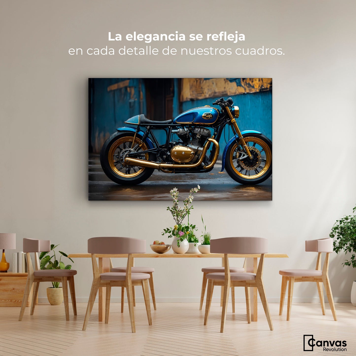 Cuadros Decorativos Canvas Revolution | Motocicleta Azul | Montaje4