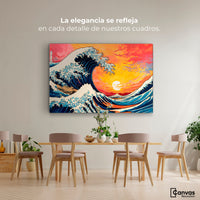Cuadros Decorativos Canvas Revolution | Ocaso Ola Kanagawa | Montaje4