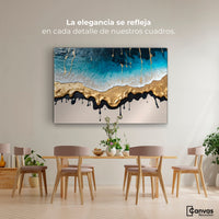 Cuadros Decorativos Canvas Revolution | Olas Azul Doradas | Montaje4