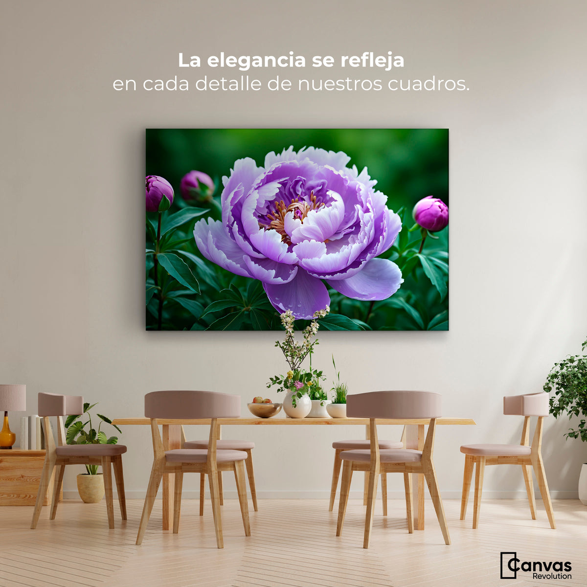 Cuadros Decorativos Canvas Revolution | Peonia Morada Viva | Montaje4