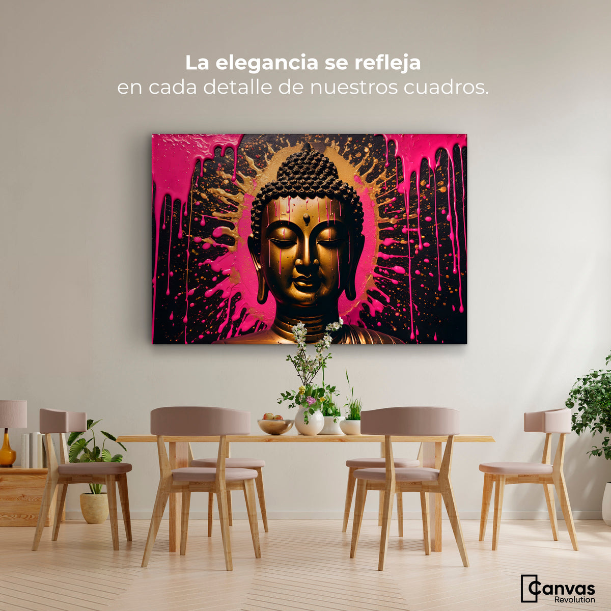 Cuadros Decorativos Canvas Revolution | Reflejos Oro Rosa | Montaje4