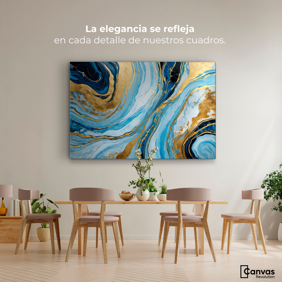 Cuadros Decorativos Canvas Revolution | Remolinos Dorados | Montaje4
