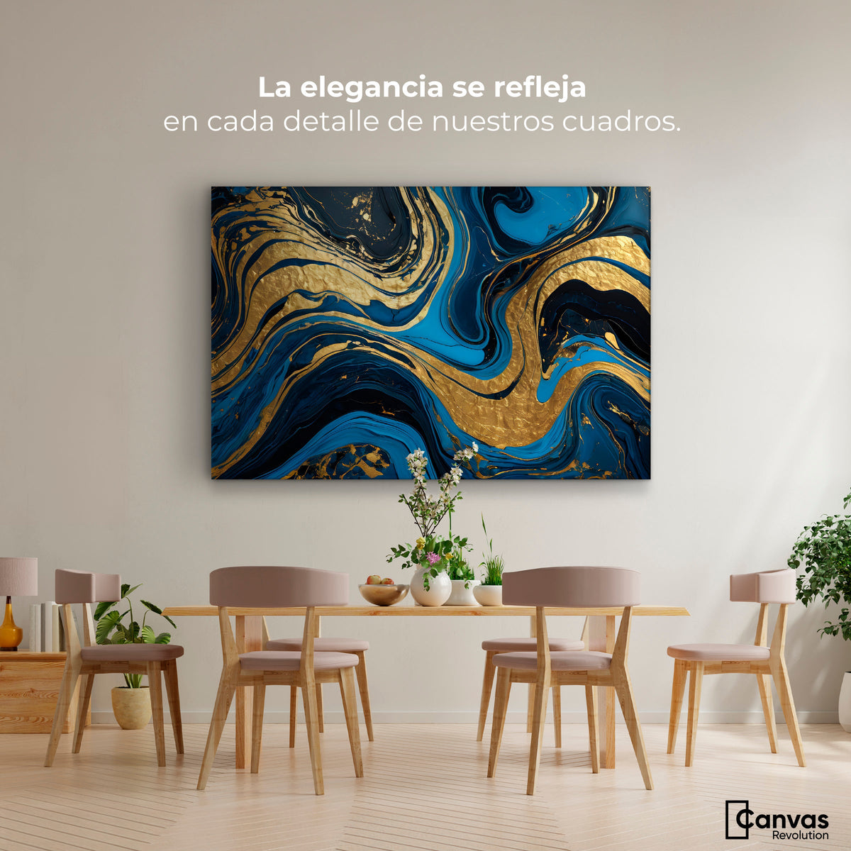 Cuadros Decorativos Canvas Revolution | Remolinos Zafiro | Montaje4