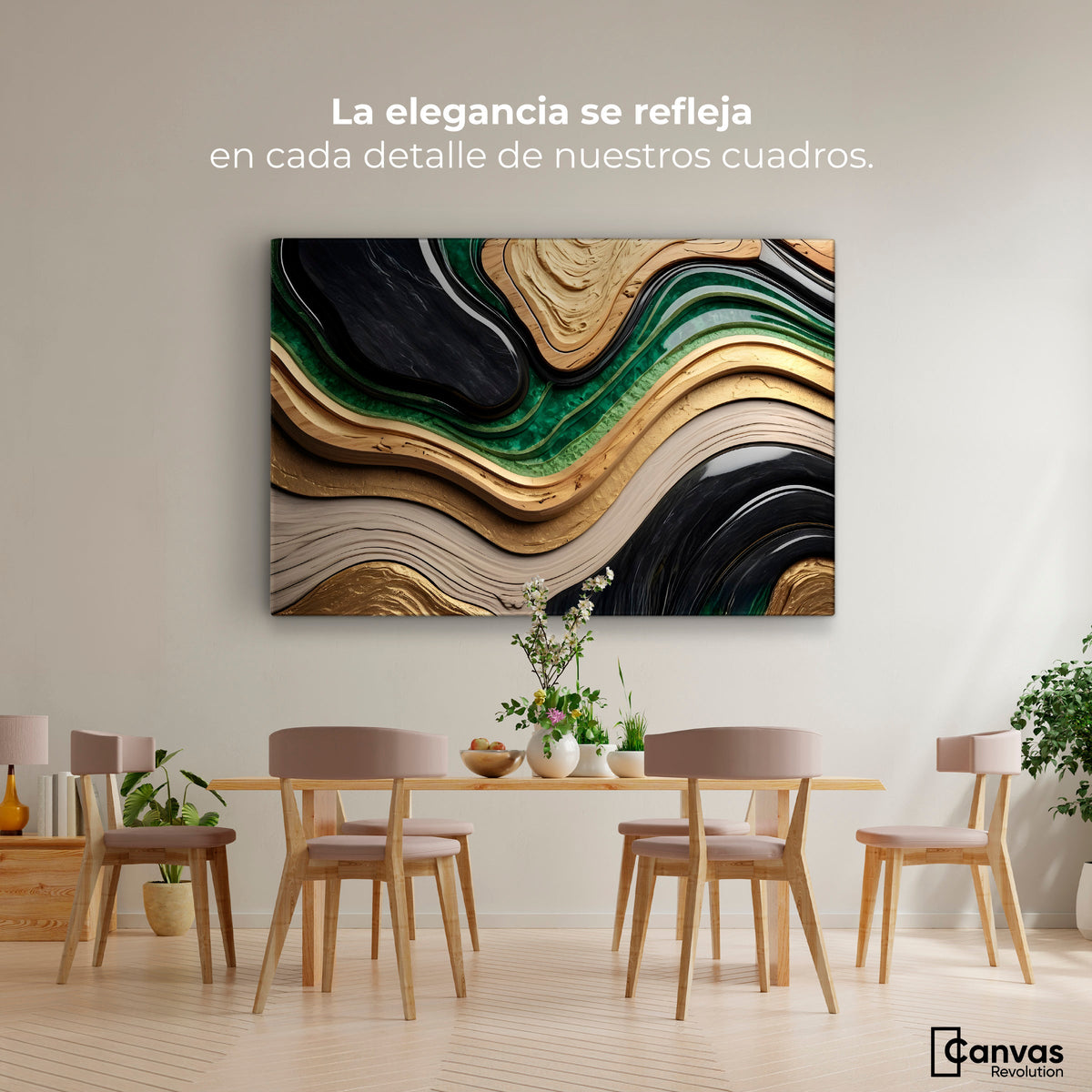 Cuadros Decorativos Canvas Revolution | Rio Abstracto Jade | Montaje4