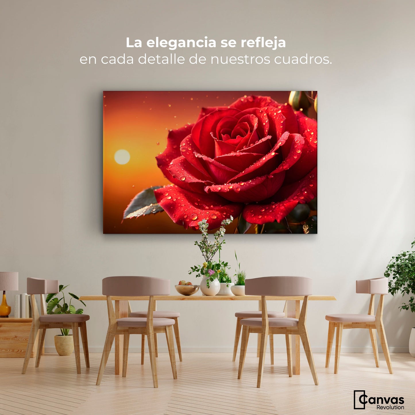 Cuadros Decorativos Canvas Revolution | Rosa Escarlata Viva | Montaje4
