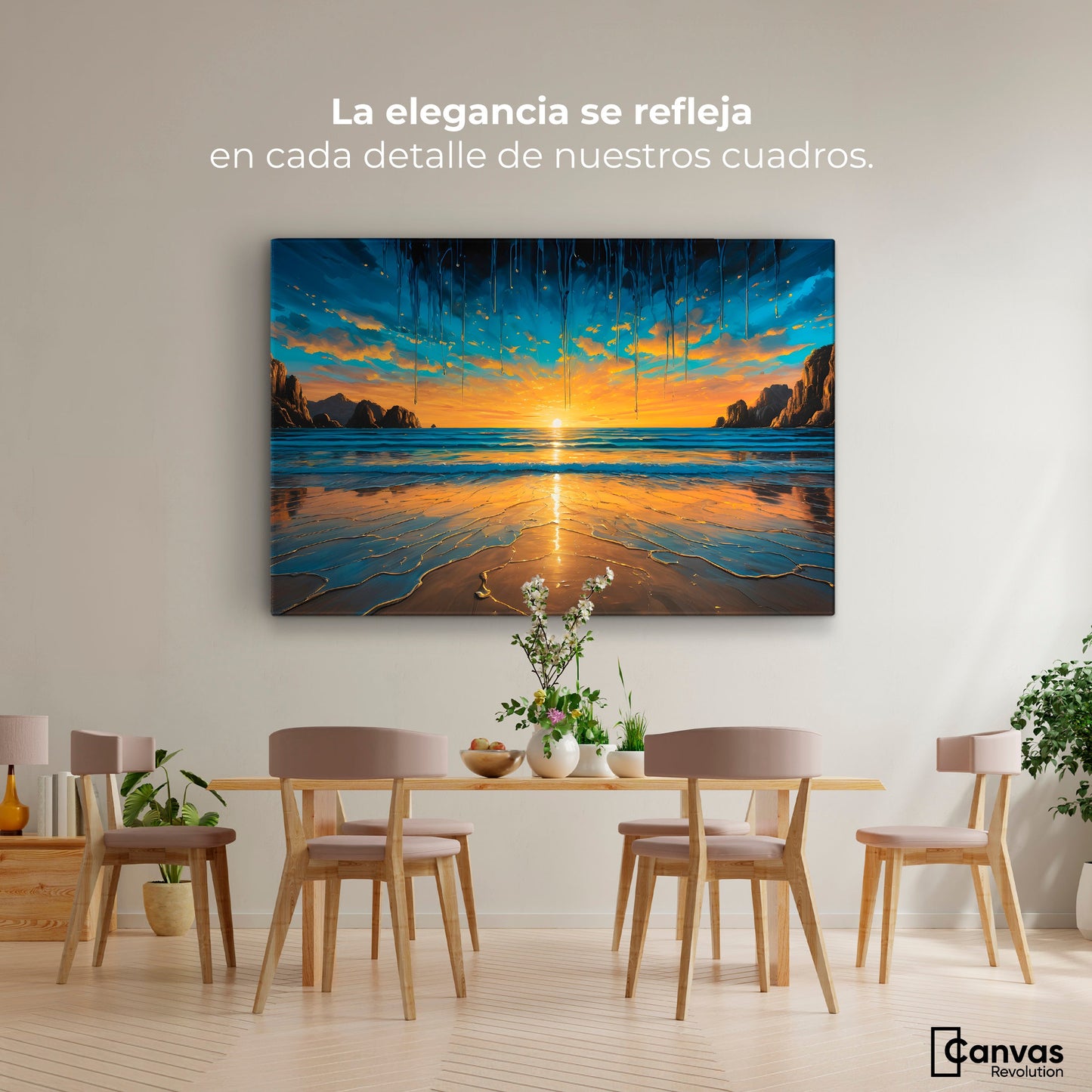 Cuadros Decorativos Canvas Revolution | Tranquilidad Dorada | Montaje4