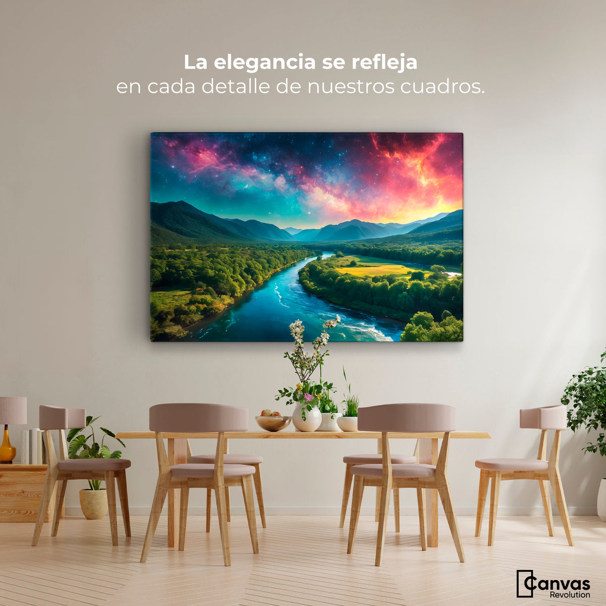 Cuadros Decorativos Canvas Revolution | Valle Rio Nebuloso | Montaje4