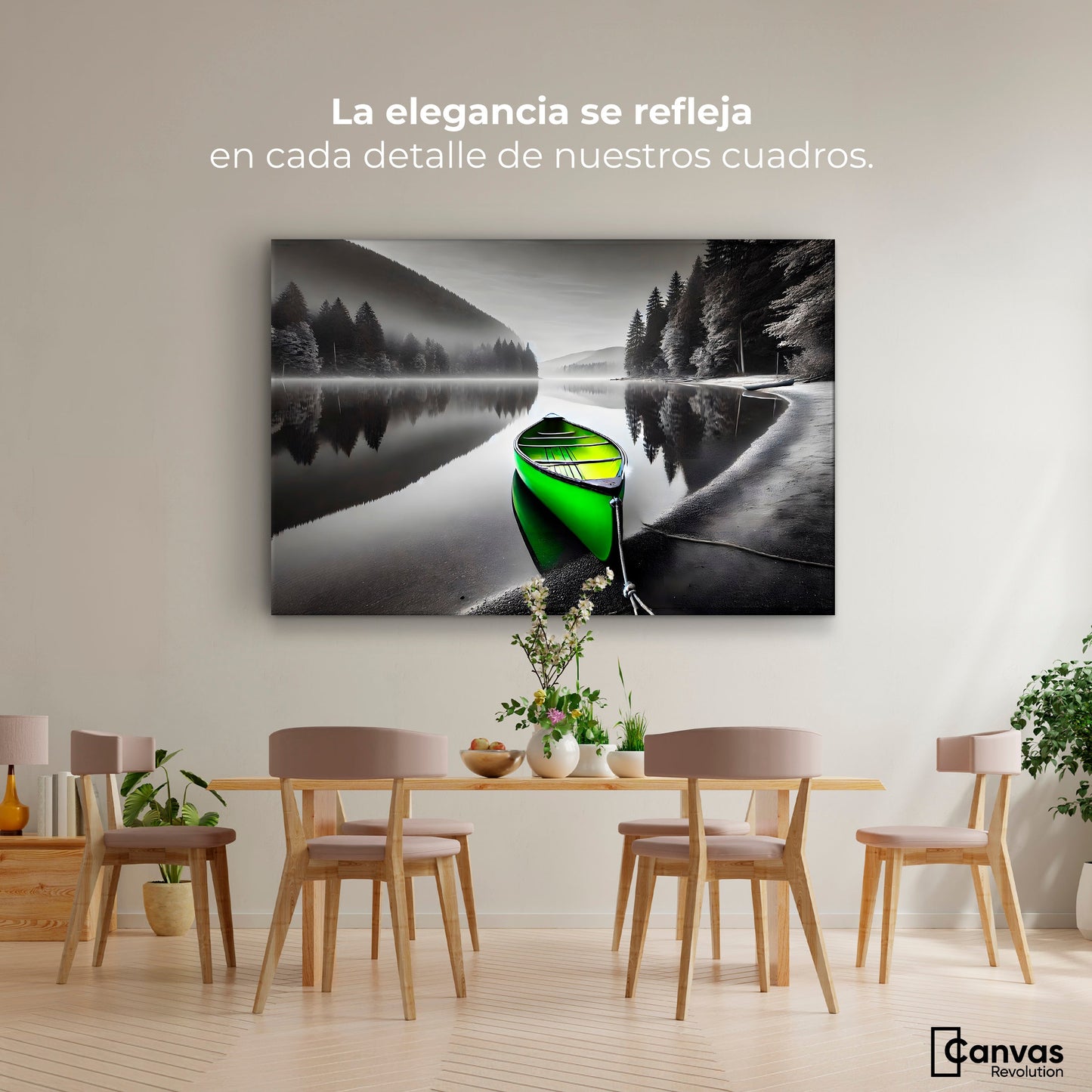 Cuadros Decorativos Canvas Revolution | Verde En El Lago | Montaje4