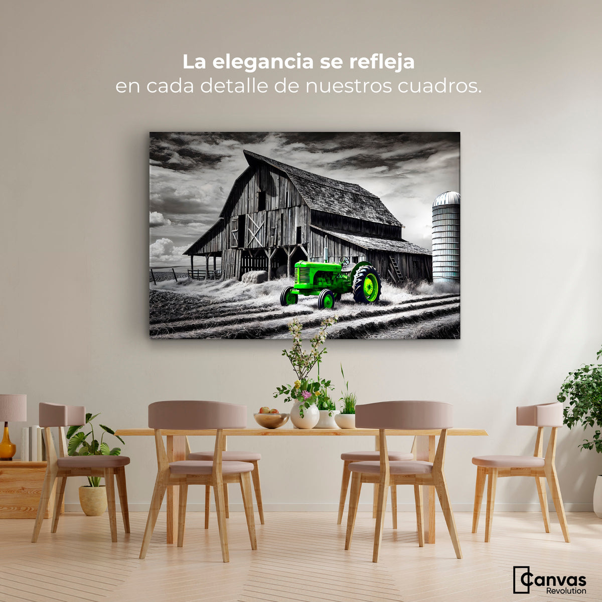 Cuadros Decorativos Canvas Revolution | Verde En La Granja | Montaje4