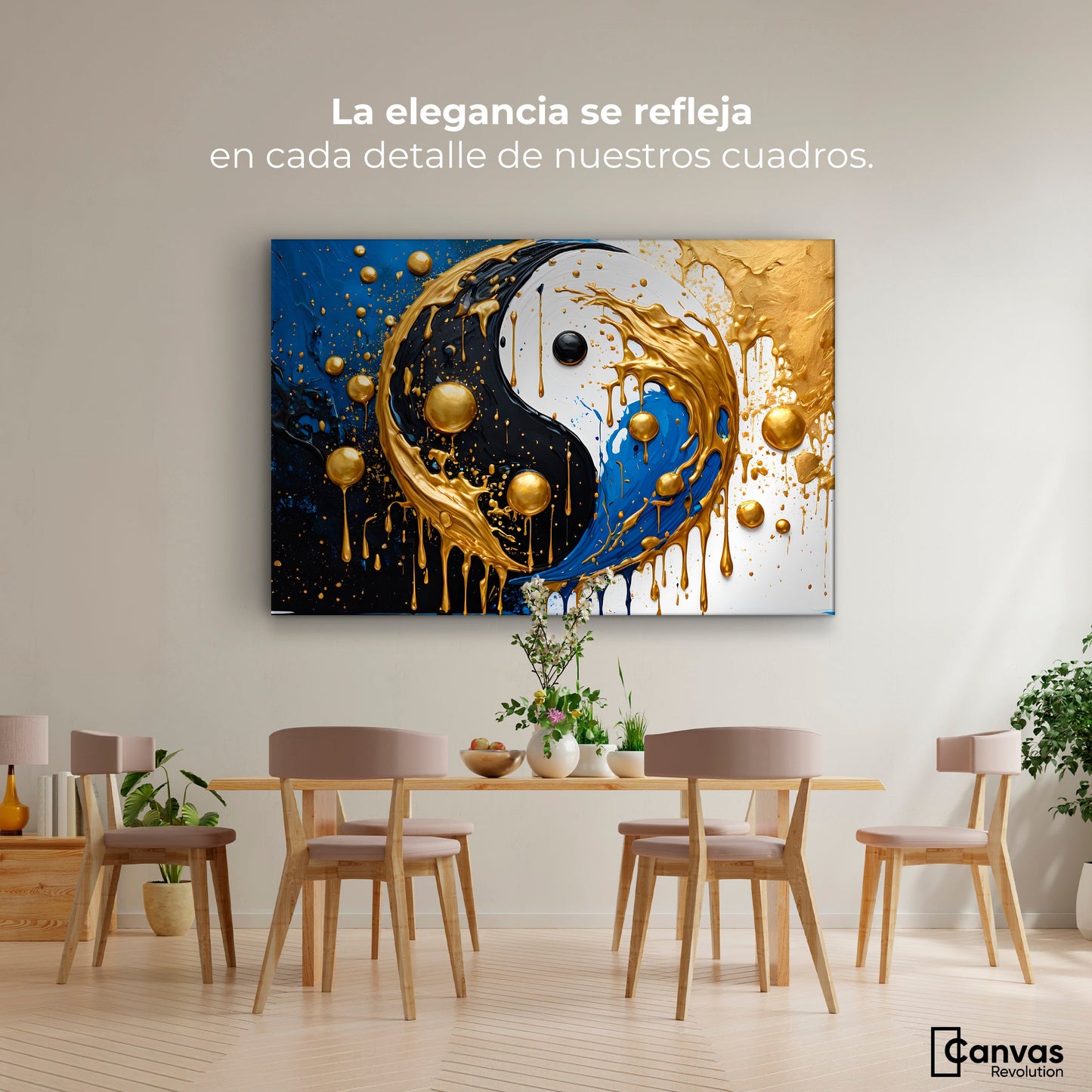 Cuadros Decorativos Canvas Revolution | Yin Yang Dorado | Montaje4