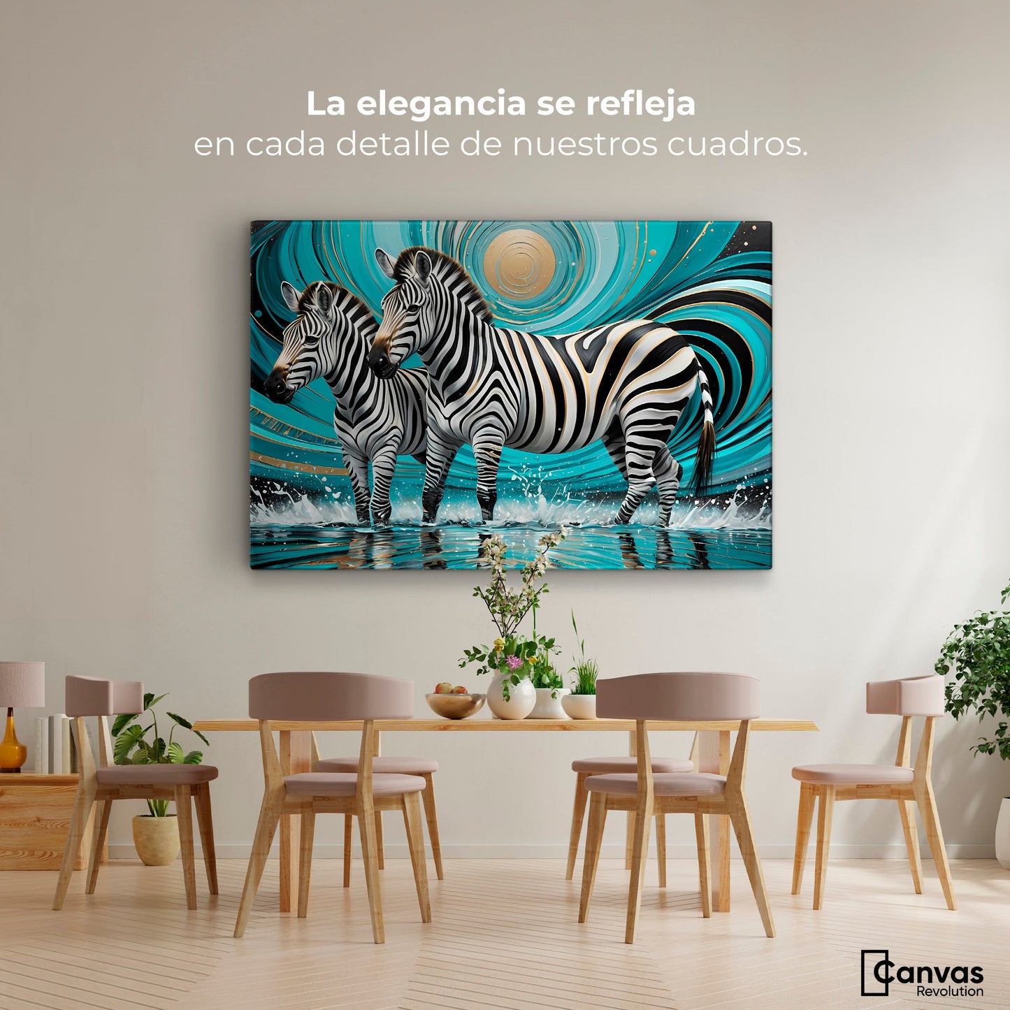 Cuadros Decorativos Canvas Revolution | Zebras En Silencio | Montaje4