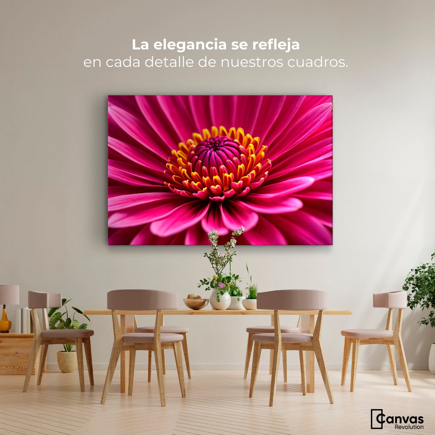 Cuadros Decorativos Canvas Revolution | Zinnia Magia Rosa | Montaje4