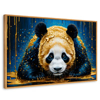 Cuadros Decorativos Canvas Revolution | Abrazo Panda Dorado | Rectangular | Portada | Marco Madera