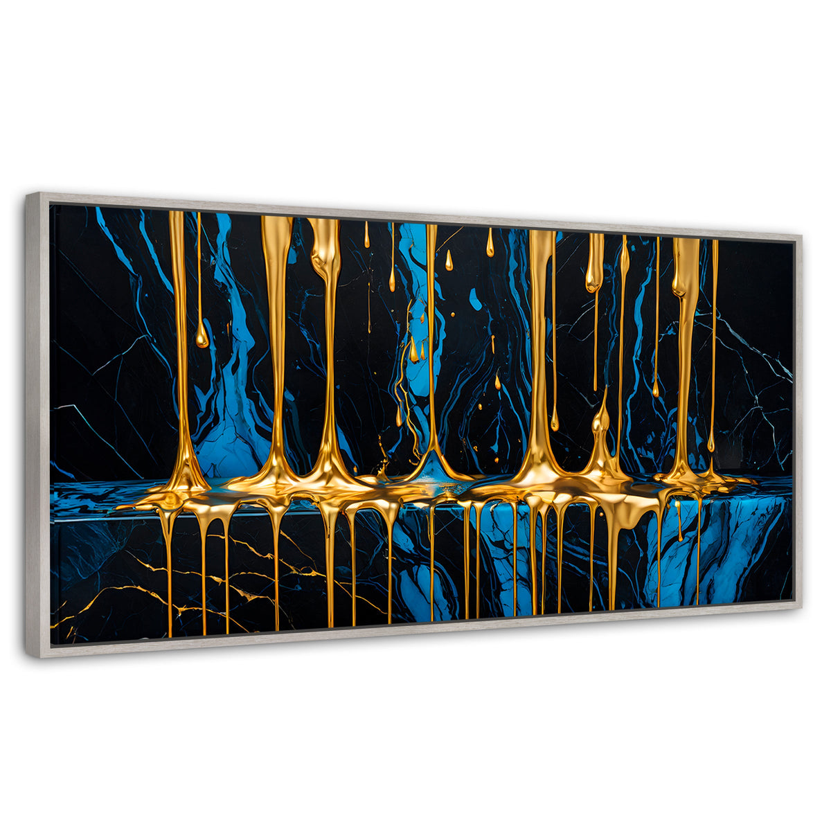 Cuadros Decorativos Canvas Revolution | Abstraccion Azul | Panoramico | Portada | Marco Blanco