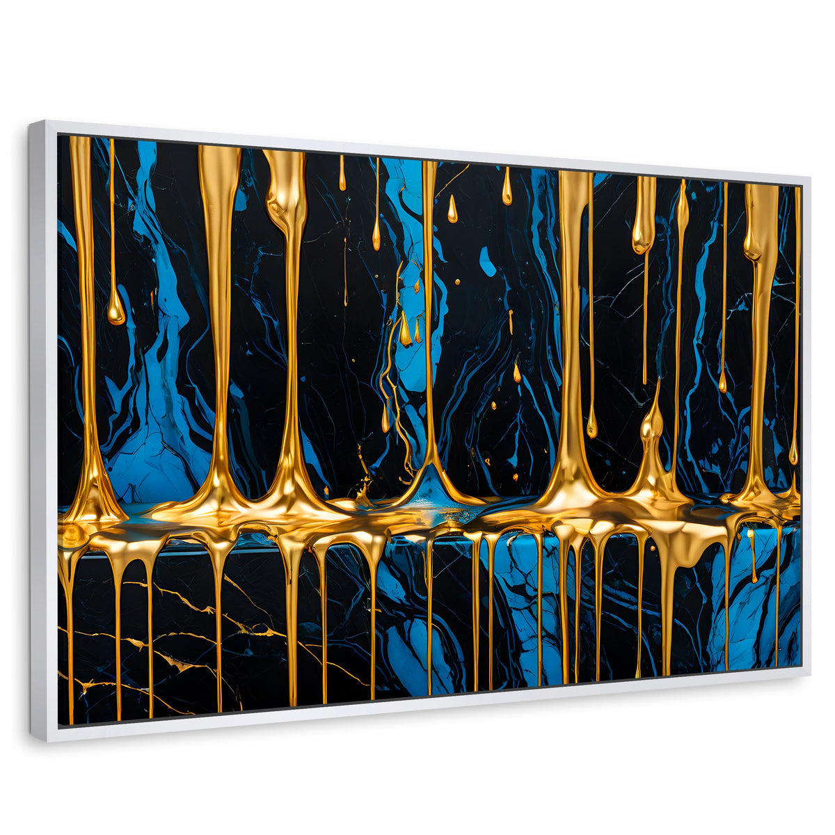Cuadros Decorativos Canvas Revolution | Abstraccion Azul | Rectangular | Portada | Marco Blanco