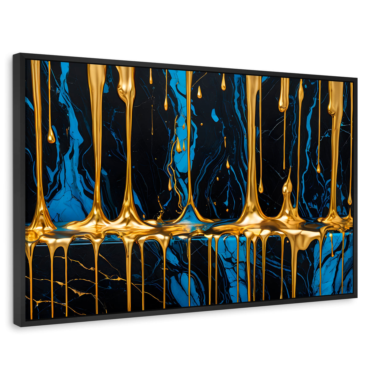 Cuadros Decorativos Canvas Revolution | Abstraccion Azul | Rectangular | Portada | Marco Negro