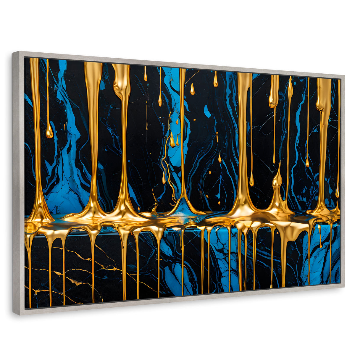 Cuadros Decorativos Canvas Revolution | Abstraccion Azul | Rectangular | Portada | Marco Plateado