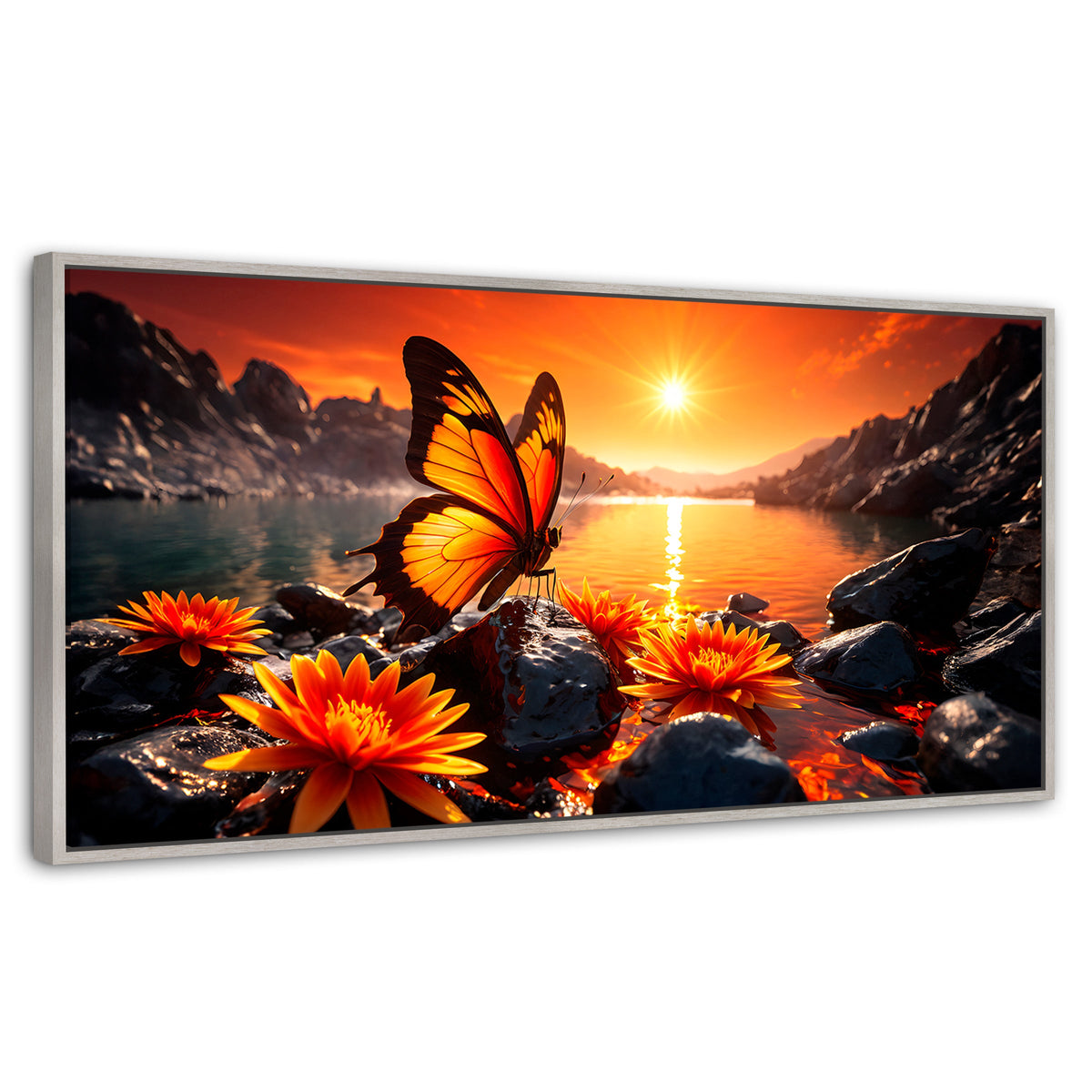 Cuadros Decorativos Canvas Revolution | Alas Al Amanecer | Panoramico | Portada | Marco Blanco