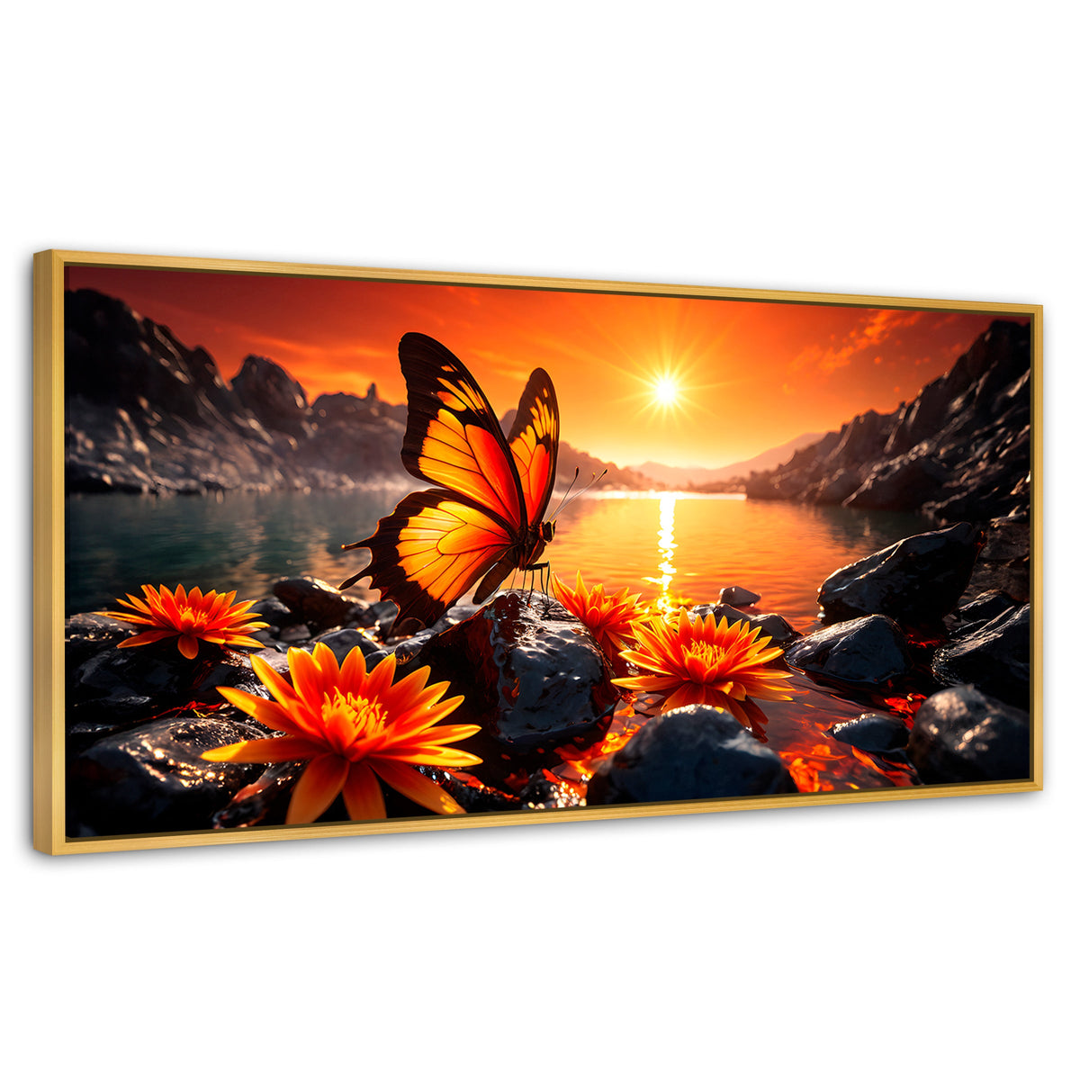 Cuadros Decorativos Canvas Revolution | Alas Al Amanecer | Panoramico | Portada | Marco Madera