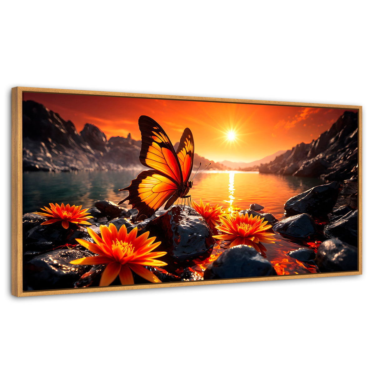 Cuadros Decorativos Canvas Revolution | Alas Al Amanecer | Panoramico | Portada | Marco Negro