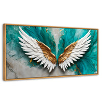 Cuadros Decorativos Canvas Revolution | Alas Angel Aqua | Panoramico | Portada | Marco Negro
