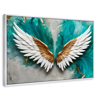 Cuadros Decorativos Canvas Revolution | Alas Angel Aqua | Rectangular | Portada | Marco Blanco