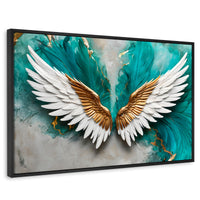 Cuadros Decorativos Canvas Revolution | Alas Angel Aqua | Rectangular | Portada | Marco Negro