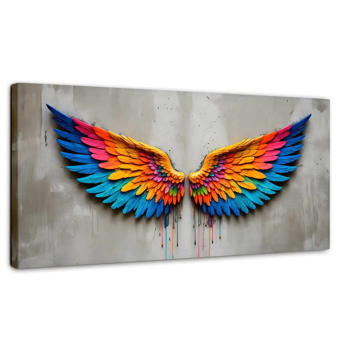 Cuadros Decorativos Canvas Revolution | Alas Angel Arcoiris | Panoramico | Portada | Marco SinMarco