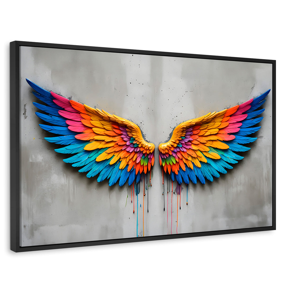 Cuadros Decorativos Canvas Revolution | Alas Angel Arcoiris | Rectangular | Portada | Marco Negro