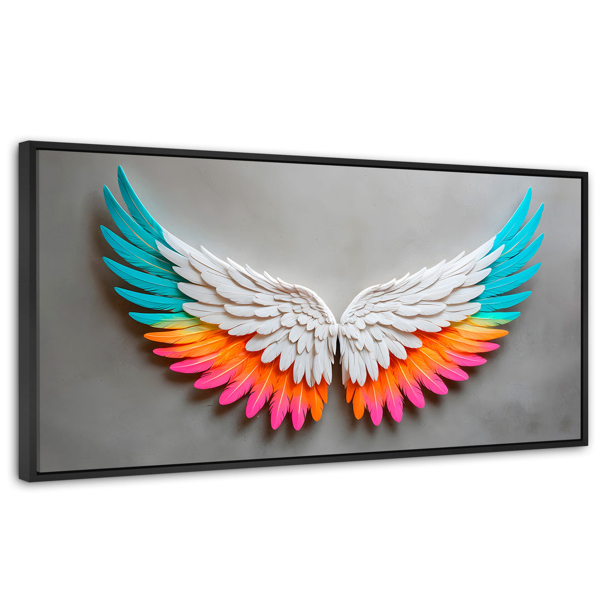 Cuadros Decorativos Canvas Revolution | Alas Angel Armonia | Panoramico | Portada | Marco Plateado